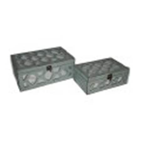 Cheungs Cheungs FP-4060-2W Set Of 2 White Wooden Boxes With Front And Top Mirror FP-4060-2W